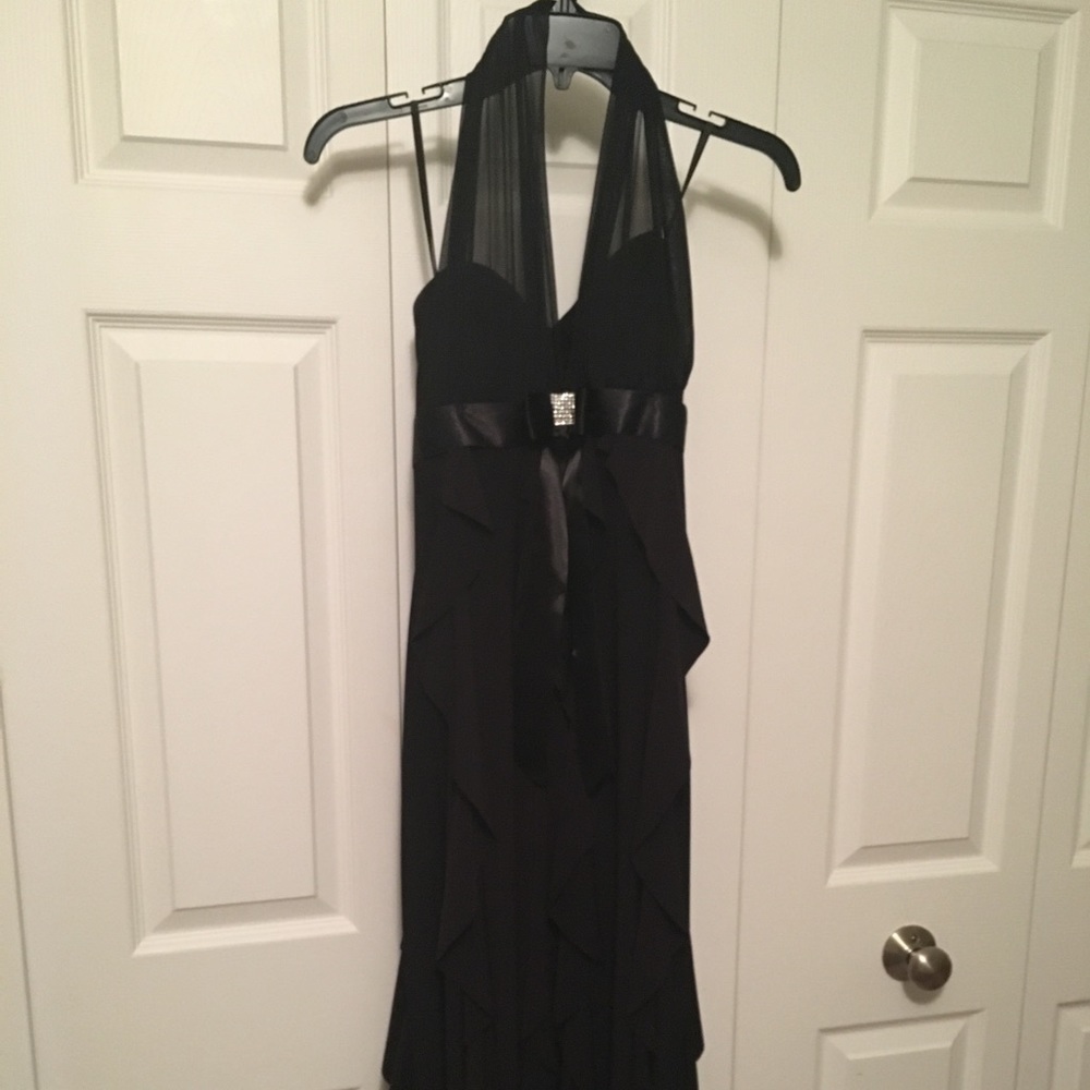 Black halter formal dress